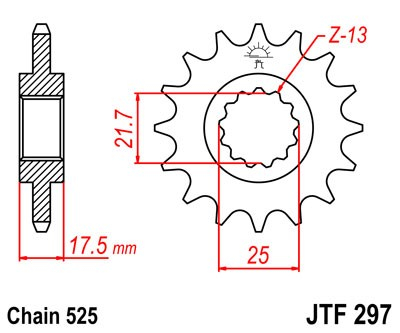 Pinion fata JT JTF 297-16 16T, 525 [2]