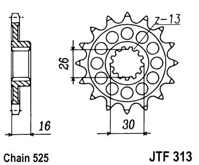 Pinion fata JT JTF 313-16 16T, 525 [2]