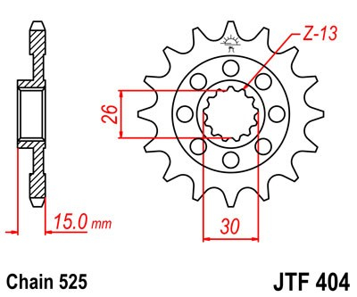 Pinion fata JT JTF 404-17RB 17T, 525 rubber cushioned [2]