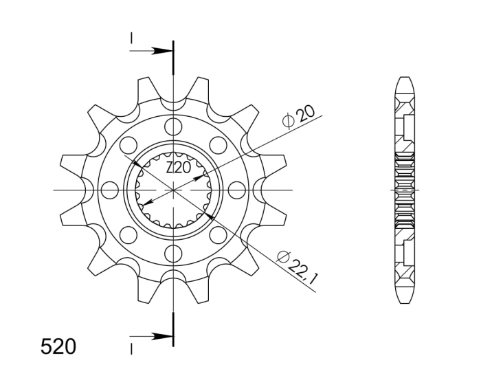Pinion fata SUPERSPROX 12T, 520 [2]