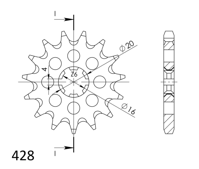 Pinion fata SUPERSPROX 13T, 428 [2]