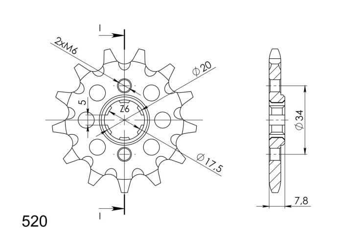Pinion fata SUPERSPROX 13T, 520 [2]