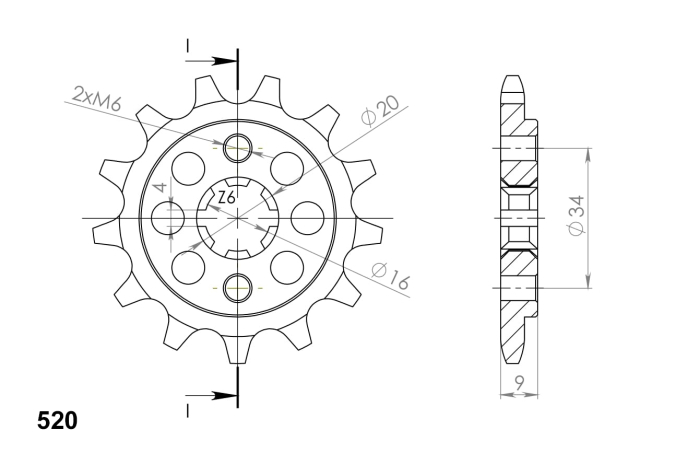 Pinion fata SUPERSPROX 13T, 520 [2]
