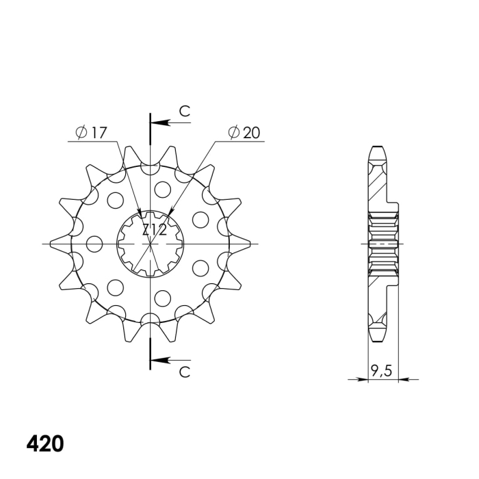 Pinion fata SUPERSPROX 14T, 420 [2]