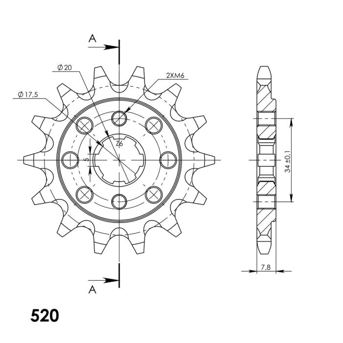 Pinion fata SUPERSPROX 14T, 520 [2]