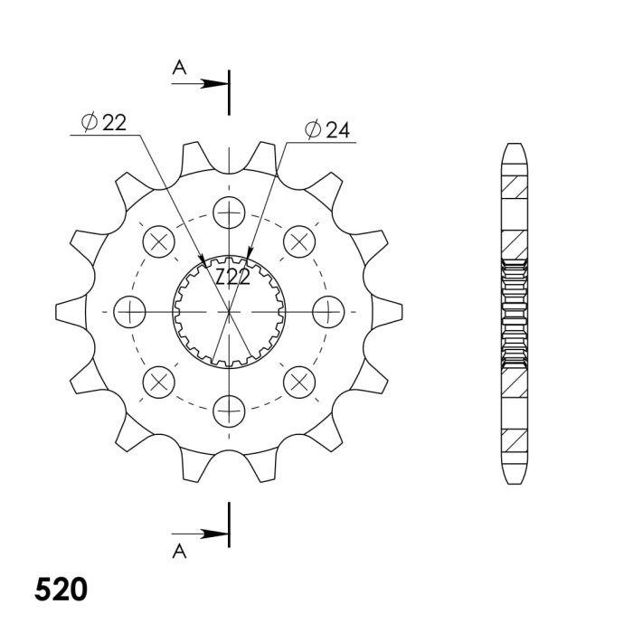 Pinion fata SUPERSPROX 14T, 520 [2]