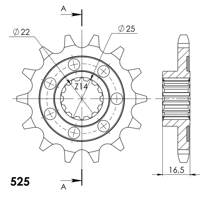 Pinion fata SUPERSPROX 14T, 525 [2]