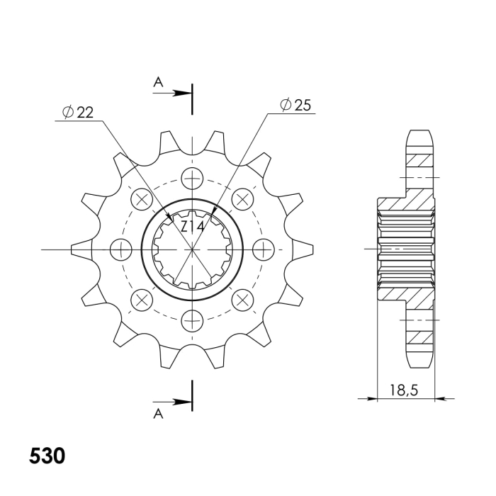 Pinion fata SUPERSPROX 14T, 530 [2]