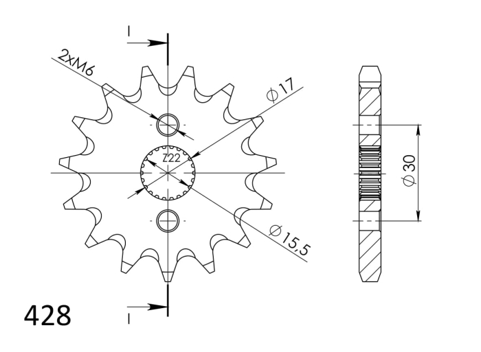 Pinion fata SUPERSPROX 15T, 428 [2]