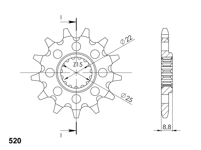 Pinion fata SUPERSPROX 15T, 520 [2]