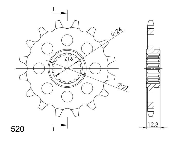 Pinion fata SUPERSPROX 16T, 520 [2]