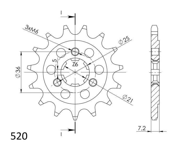 Pinion fata SUPERSPROX 16T, 520 [2]