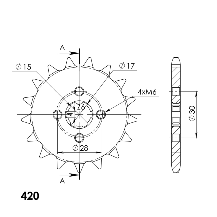 Pinion fata SUPERSPROX 17T, 420 [2]