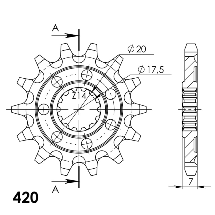 Pinion fata SUPERSPROX STEALTH 14T, 420 [2]