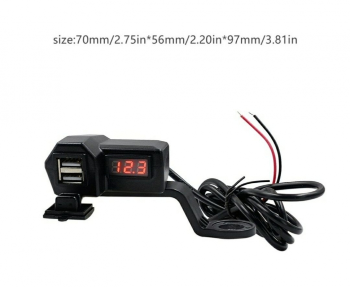 Priza usb cu voltmetru moto ATV scuter motocicleta [4]