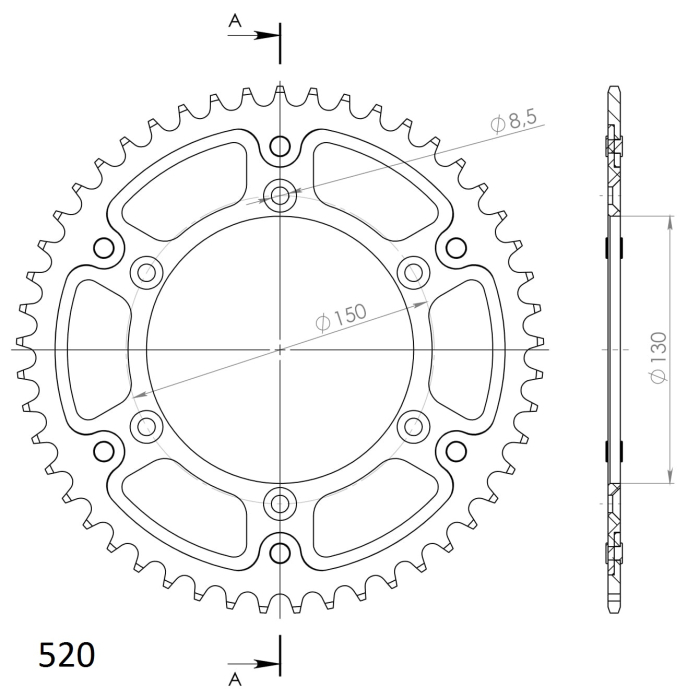 Rear sprocket SUPERSPROX STEALTH auriu 48T, 520 [2]