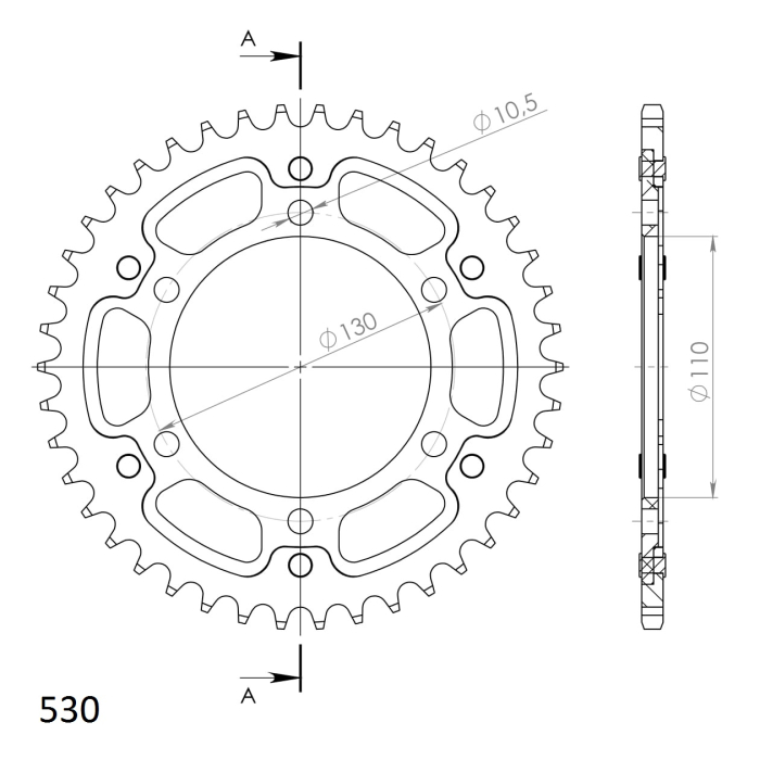 Rear sprocket SUPERSPROX STEALTH auriu 42T, 530 [2]