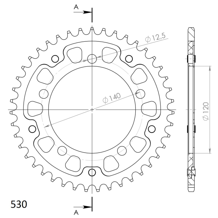 Rear sprocket SUPERSPROX STEALTH auriu 43T, 530 [2]
