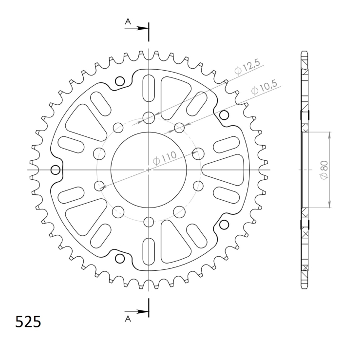 Rear sprocket SUPERSPROX STEALTH auriu 45T, 525 [2]