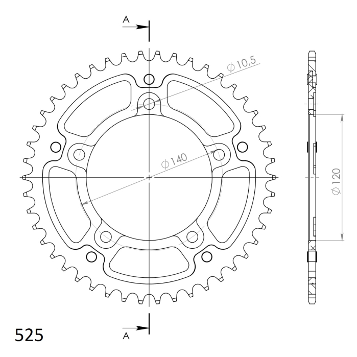Rear sprocket SUPERSPROX STEALTH auriu 45T, 525 [2]