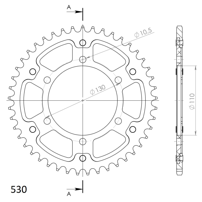 Rear sprocket SUPERSPROX STEALTH auriu 45T, 530 [2]