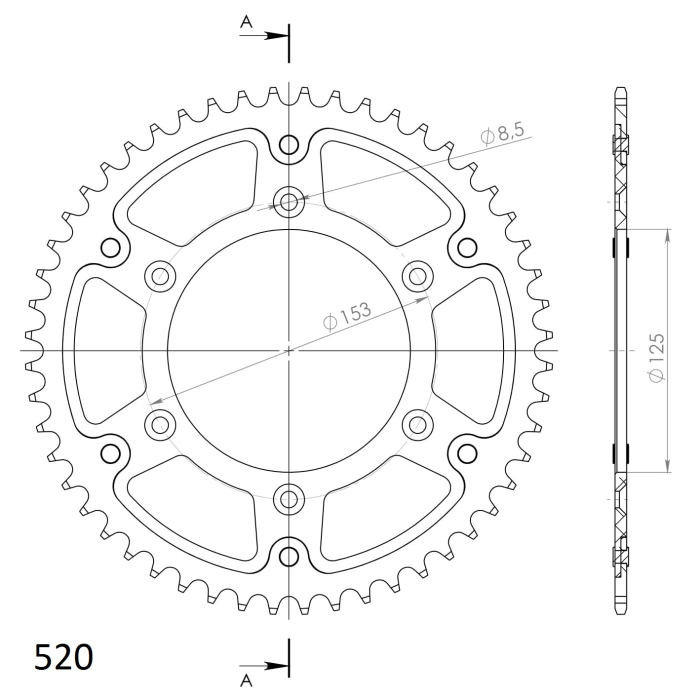 Rear sprocket SUPERSPROX STEALTH Rosu 50T, 520 [2]