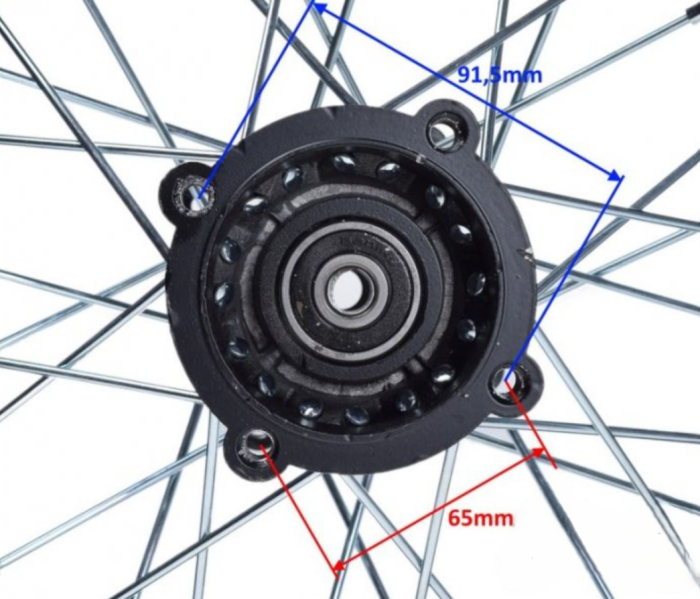Roata completa spate, janta 1.85-12" moto cross  negru [2]