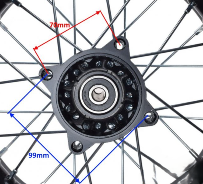Roata completa spate, janta 1.85-12" moto cross  negru [3]