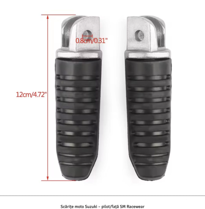 Scarite moto pentru pilot/fata Suzuki - constructie metalica cu insertii cauciuc si accesorii de montaj incluse [2]