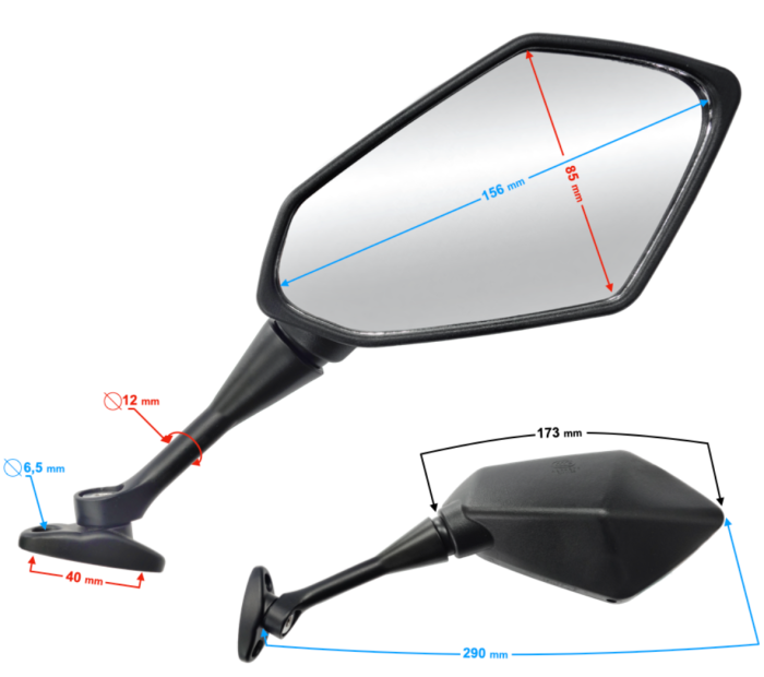 Set oglinzi moto prindere pe carena culoare negru omologate [2]