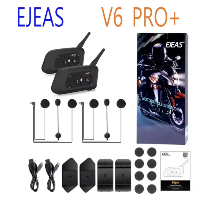 Sistem de comunicare moto EJEAS V6 Pro Plus 2025 - Bluetooth 5.1- 6 intercomuri - Waterproof IP67 - Încărcare USB-C [6]