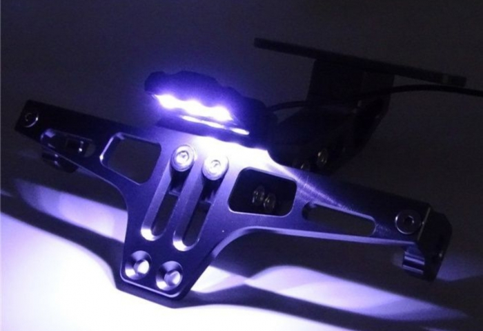 Suport numar moto reglabil aluminiu iluminat led scuter atv [8]