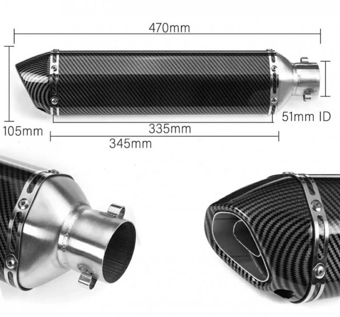 Toba evacuare moto sport ATV carbon finala eșapament 47cm [5]