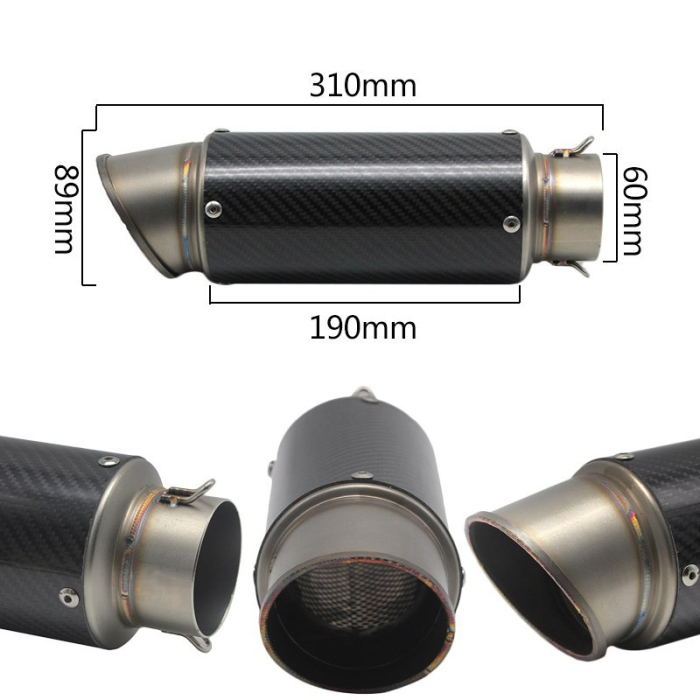 Toba sport Evacuare carbon 30cm moto atv finala eșapament 60mm [6]
