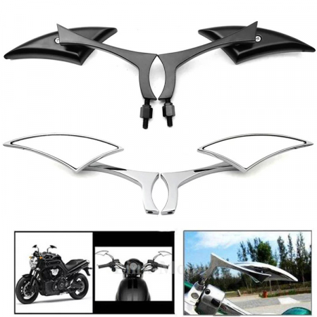 Oglinzi moto custom cruiser chopper bobber crom negru motocicleta [2]
