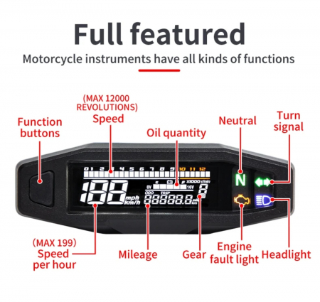 Bord moto led ceas turometru vitezometru [3]