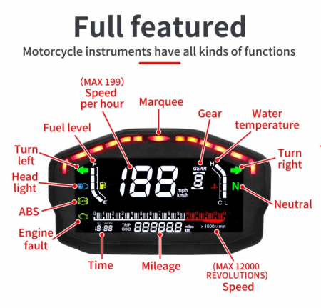 Bord moto led ceas turometru vitezometru [3]