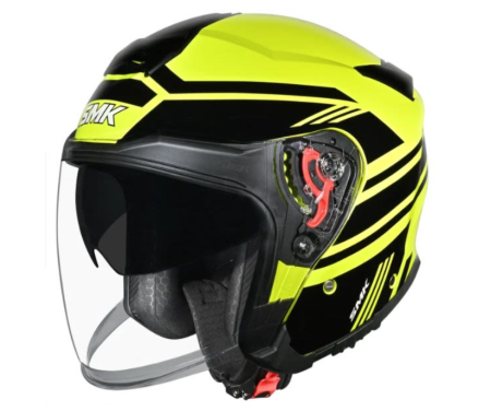 Casti - Casca moto open face SMK GTJ negru/galben fluo