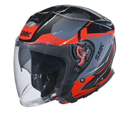 Casti - Casca moto open face SMK GTJ gri/negru/rosu