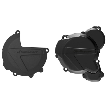SUSPENSIE CADRU - Clutch and ignition cover protector kit POLISPORT Negru