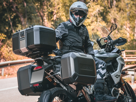 Complete set of aluminum cases SHAD TERRA BLACK, 55L topcase + 36L / 47L side cases, including mounting kit and plate SHAD CF Moto 800MT [14]