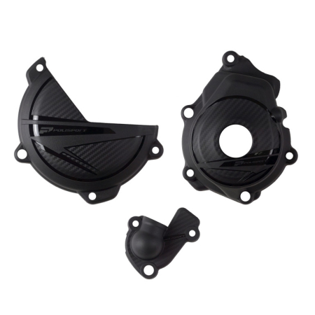 SUSPENSIE CADRU - Engine covers protection kit POLISPORT Negru