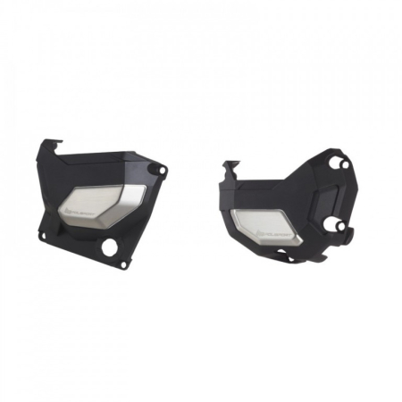 SUSPENSIE CADRU - Engine covers protection kit POLISPORT Negru