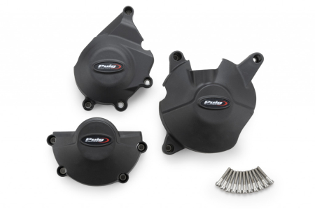 Protectii cadru / motor - Engine covers PUIG Track for Championship 22005N Negru included 3 covers