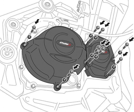 Protectii motor PUIG - Engine protective covers PUIG Negru included 3 covers