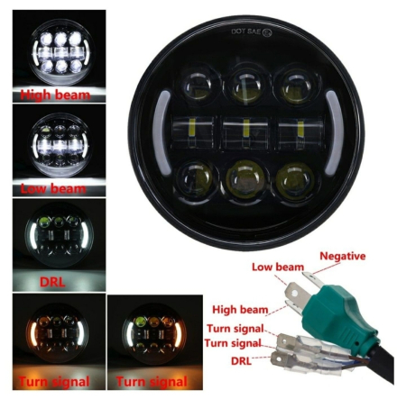 Far led 5,7 inch moto Jeep Wrangler Harley Chopper Custom bobber [4]
