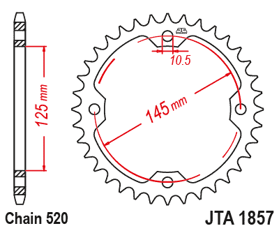 Foaie spate ALU JT JTA 1857-36BLK 36T, 520 Negru [2]