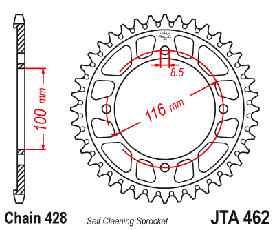 Foaie spate ALU JT JTA 462-51BLK 51T, 428 Negru [1]