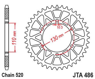 Foaie spate ALU JT JTA 486-46BLK 46T, 520 Negru [1]
