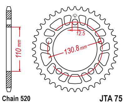 Foaie spate ALU JT JTA 75-44BLK 44T, 520 Negru [1]